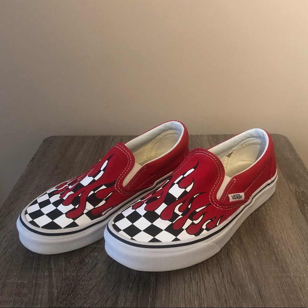 Vans Women’s Flame Red Slip On Shoes Size 6